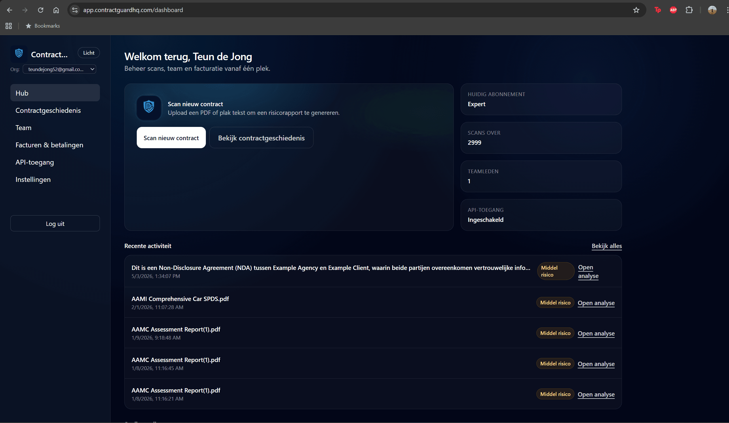 ContractGuard AI dashboard