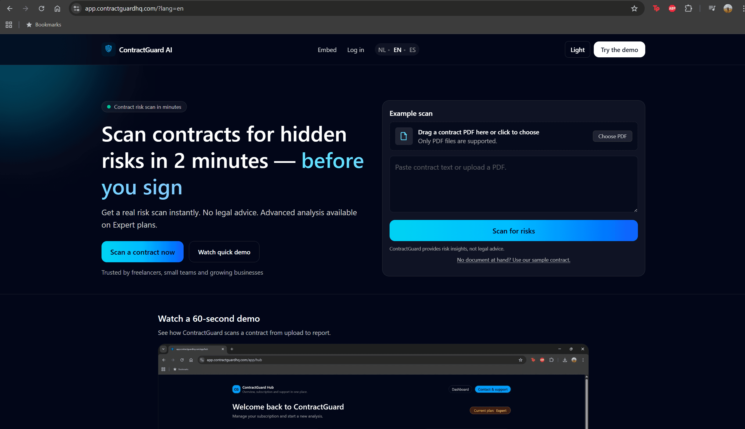 ContractGuard AI landing page