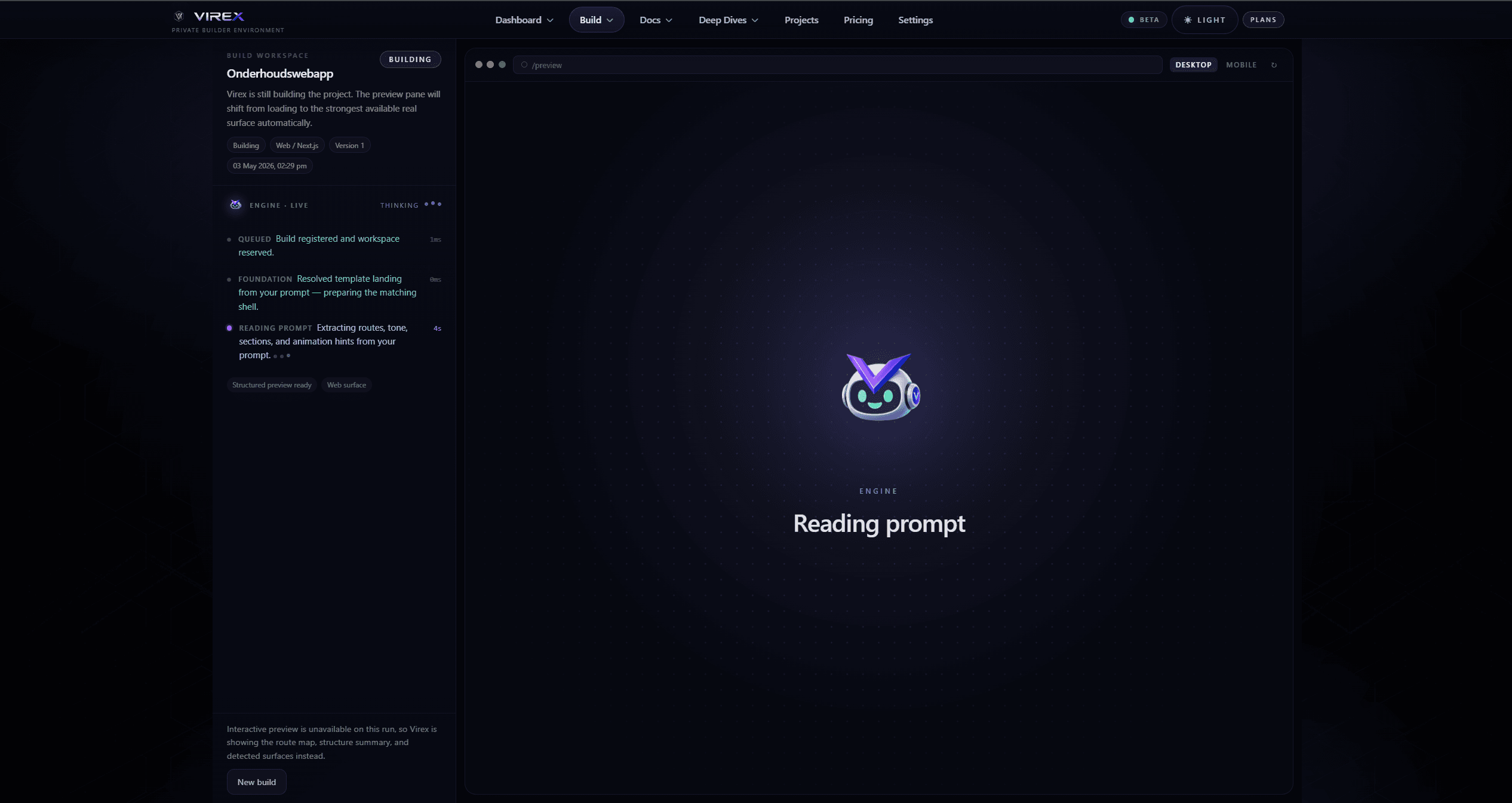 VIREX in the middle of building an app